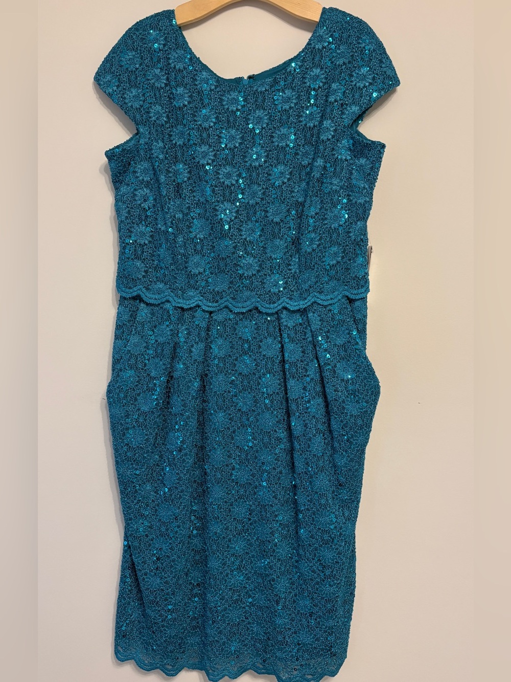 NWT Alex Evenings Teal Lace & Sequin Formal Dress